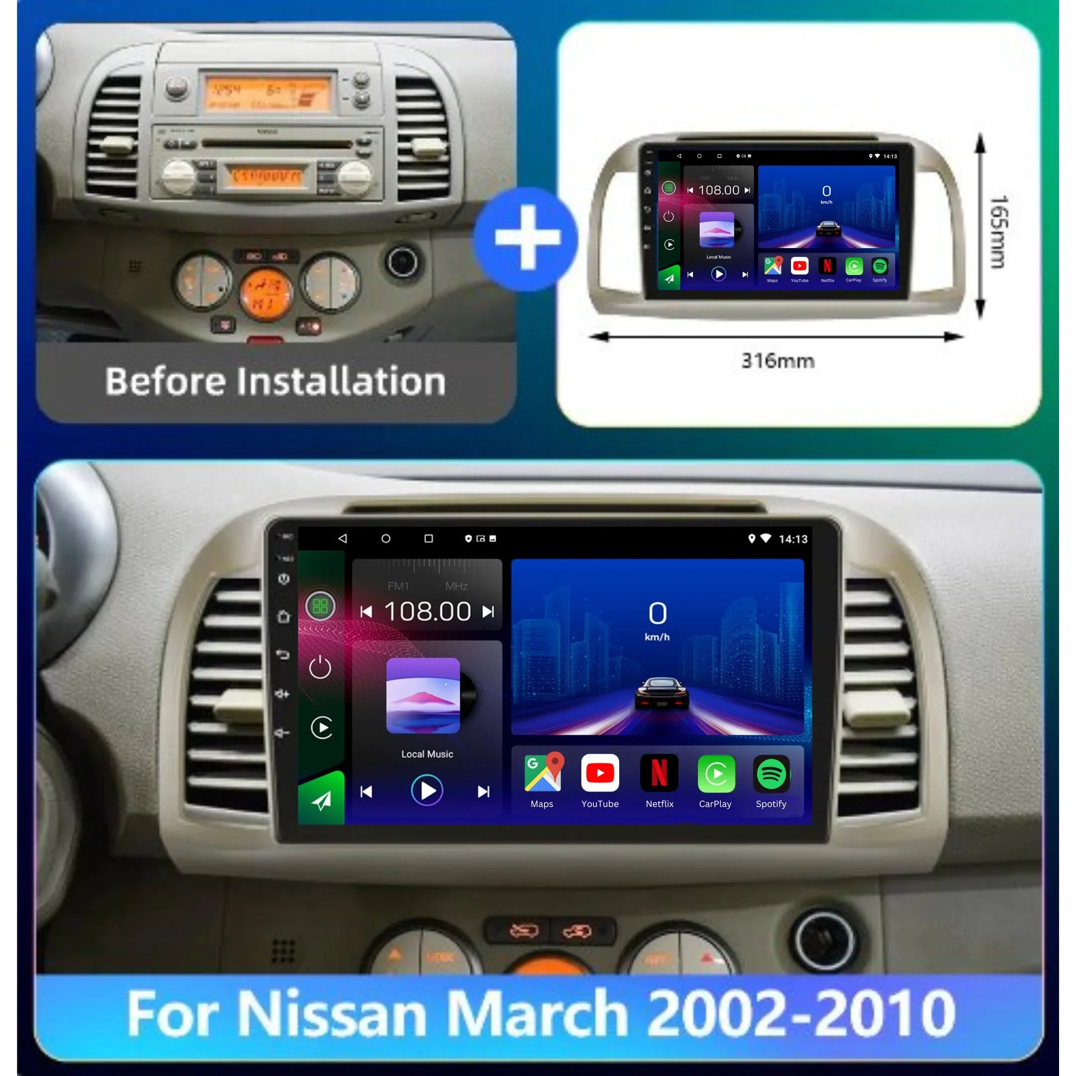 Nissan Micra | 2002-2010 | Android 13 Autoradio | Apple CarPlay | Android Auto - DashPro - Belgium