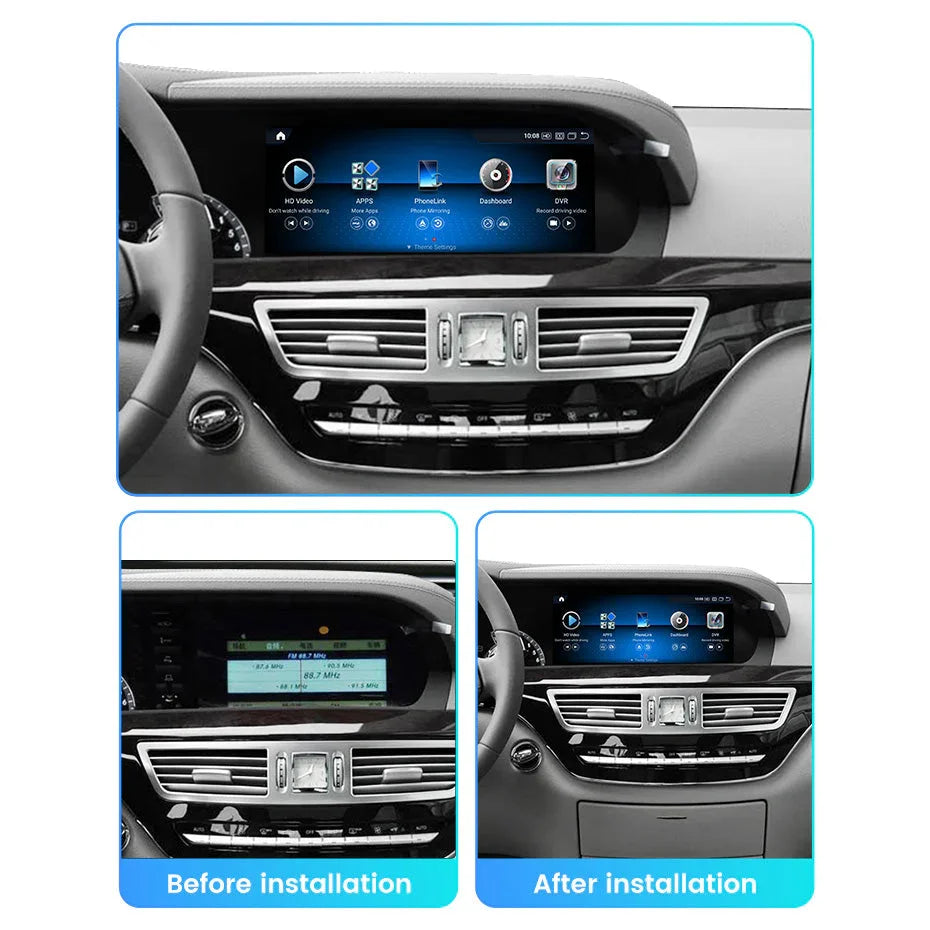 Mercedes S Class 2005-2014 W216 W221 Android 13 Autoradio CarPlay & Android Auto NTG 3.0 3.5 - TechVoyage