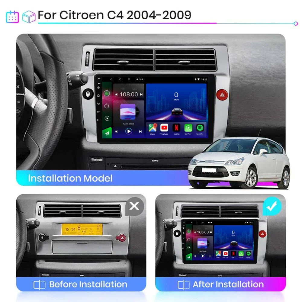 Citroen C4 | C-Triomphe | C-Quatre 2004-2009| Android 13 Autoradio | Apple CarPlay | Android Auto - TechVoyage