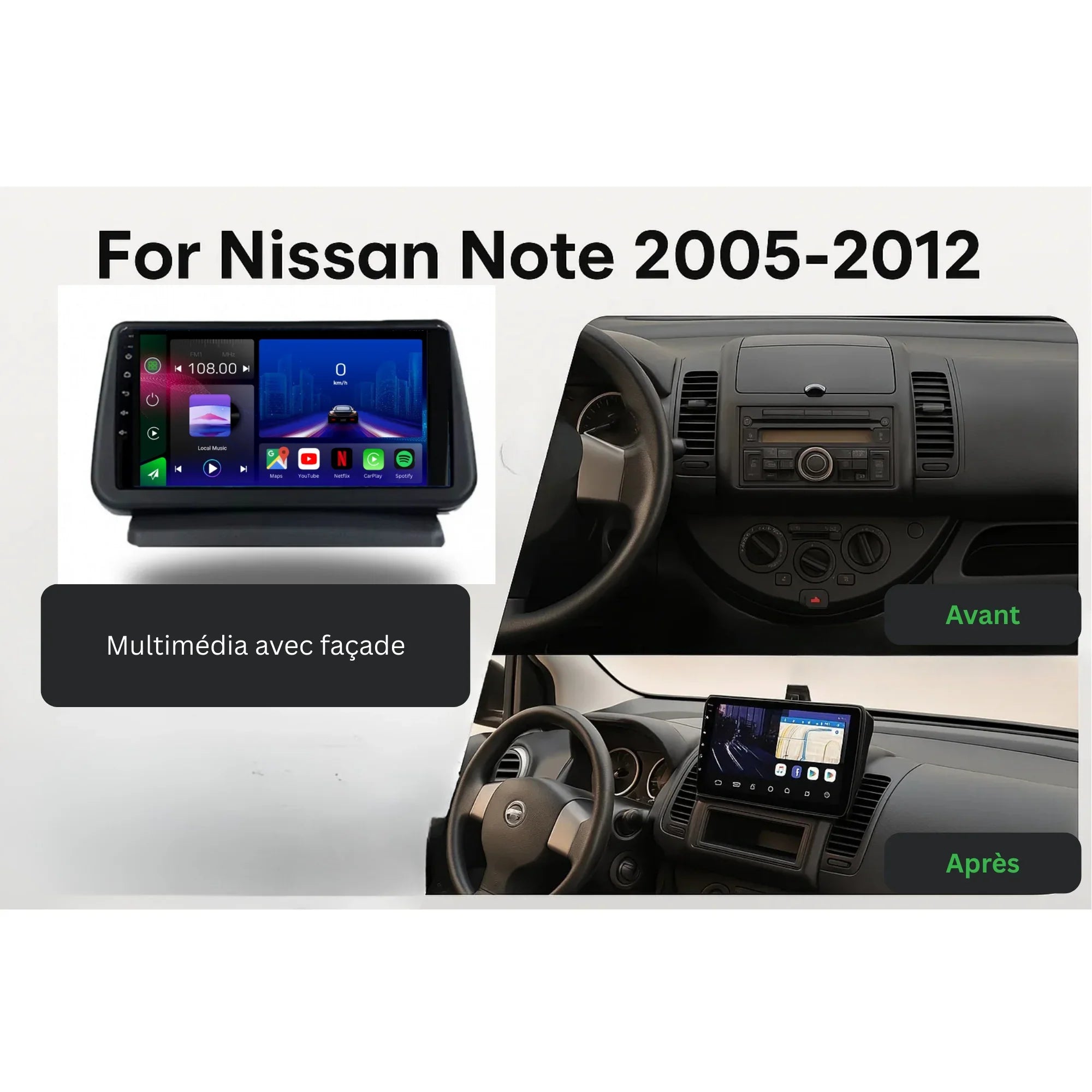Nissan Note | 2005-2012 | Android 13 Autoradio | Apple CarPlay | Android Auto - TechVoyage